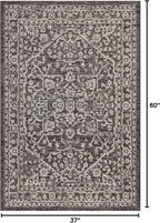 JONATHAN Y Boho Medallion Indoor Outdoor Area Rug 3X5 Black/Gray, Malta - Image 2