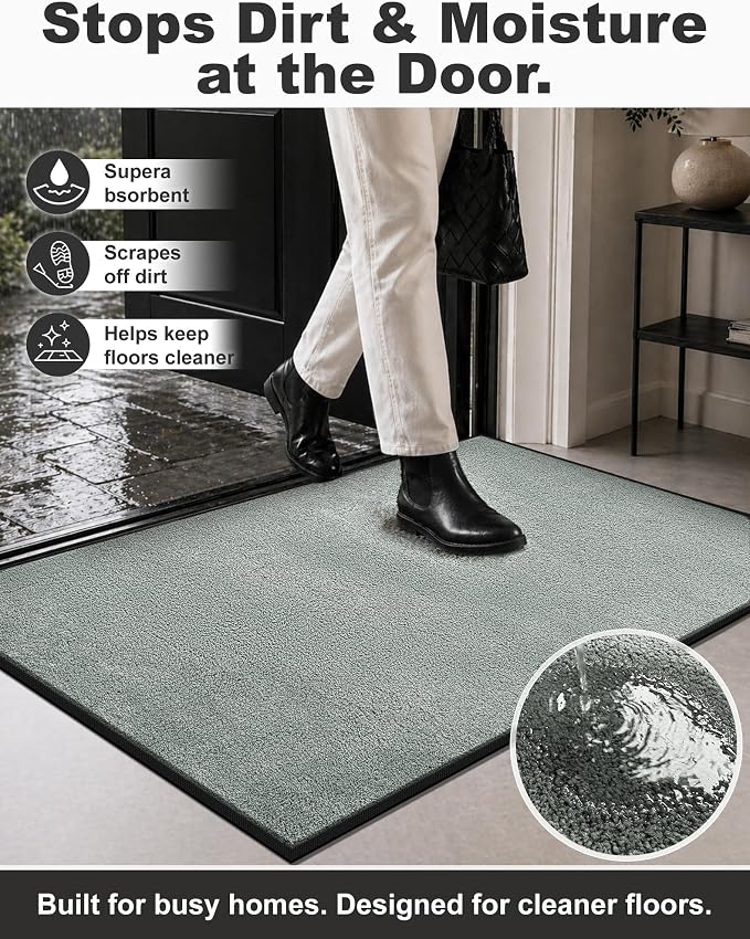 Mibao Front Door Mat Indoor Entrance, 29.5" x 17", Dirt Trapper Welcome Mat - Image 2