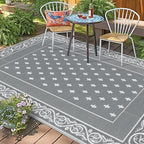 Pauwer Waterproof Outdoor Rug 9x12, Reversible Plastic Straw Patio Camping Rug - Image 5