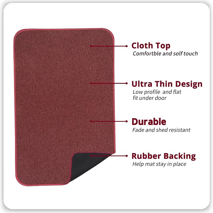 Bosap Bath Mat, Ultra Thin Bathroom Rugs, Rubber Bath Mats - Image 3