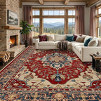 RELEANY Area Rugs Large 9'x12' Washable Non-Slip, Floral Vintage Distress by RELEANY