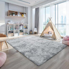 KICHOWUA 6x9 Light Grey Fluffy Shag Area Rug - Image 6