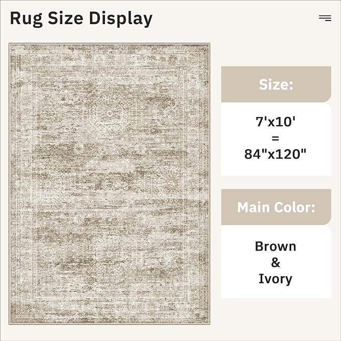 Soalmost 7x10 Area Rug for Living Room Washable Abstract Vintage Soft Thin - Image 5