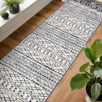 KUTA Boho Runner Rug for Hallway 2.6x14 Moroccan Washable Black Navy Blue Rugs - Image 3