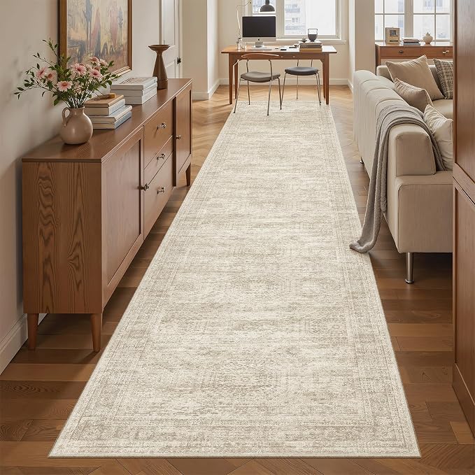 Soalmost Runner Rug 2'6" x 12' Washable Non-Slip Runner Rugs by Soalmost