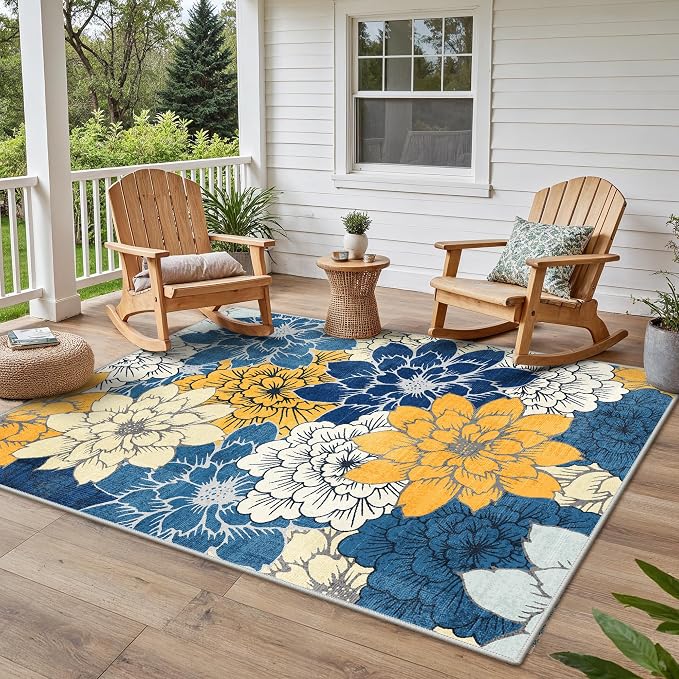 GENIMO Indoor Outdoor Area Rug 6'x9', Machine Washable Rugs by GENIMO