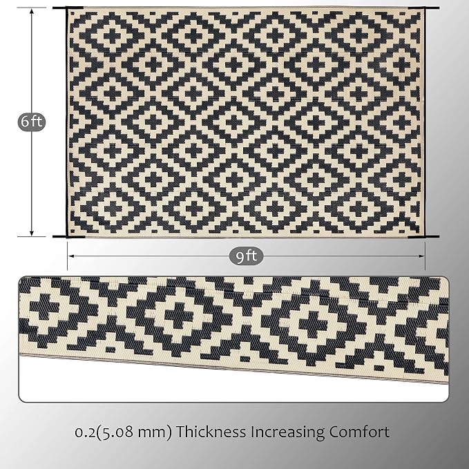 SAND MINE Reversible Mats, Plastic Straw Rug, Modern Area Rug, Large Floor Mat - Image 2