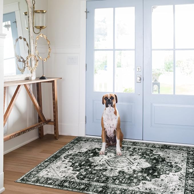 Moynesa Ultra-Thin Washable Vintage Area Rug - Image 6