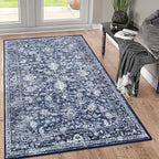 KILOCOCO Area Rug 3x5 Washable Entryway Rug Printed Vintage Floral Rubber by Kilococo