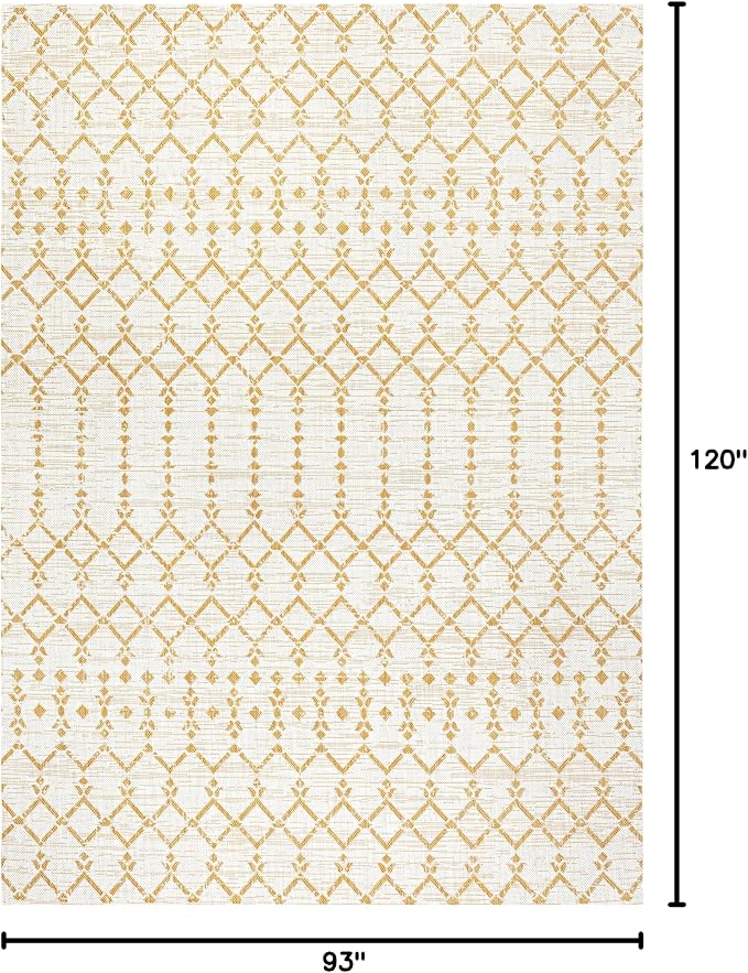 JONATHAN Y Moroccan Geometric Indoor Outdoor Area Rug 8X10 Cream/Yellow - Image 2