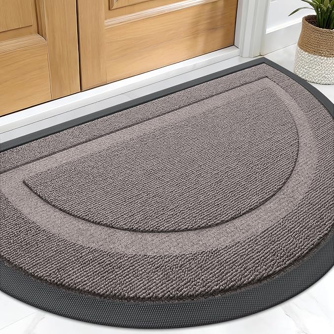 OLANLY Half Circle Door Mat Indoor Outdoor Entrance Welcome, Waterproof by OLANLY