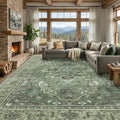 RELEANY Area Rugs Large 10'x14' Washable Non-Slip, Floral Vintage Distress by RELEANY