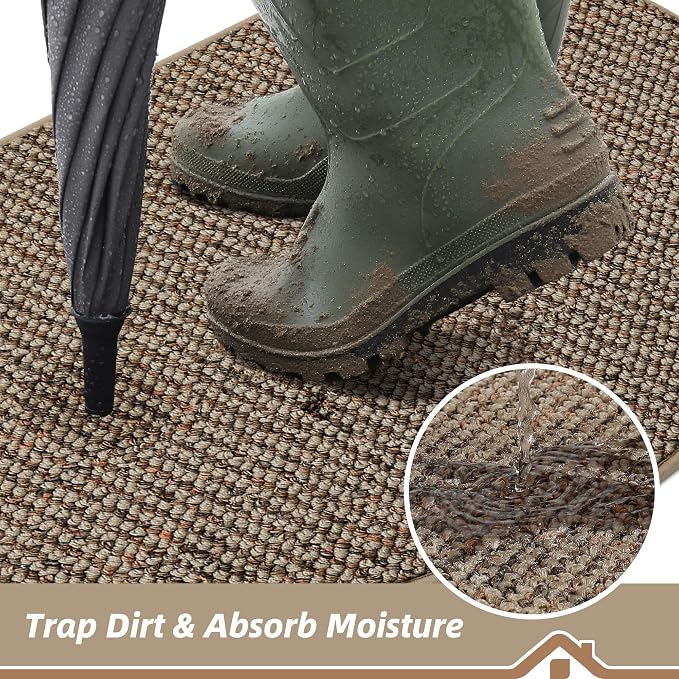 BEQHAUSE Dirt Trapper Door Mat 32" x 48" Half Circle Non-Slip Washable Doormats - Image 3