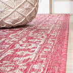 JONATHAN Y Boho Medallion Indoor Outdoor Square Area Rug 5X5 Fuchsia/Light Gray - Image 6