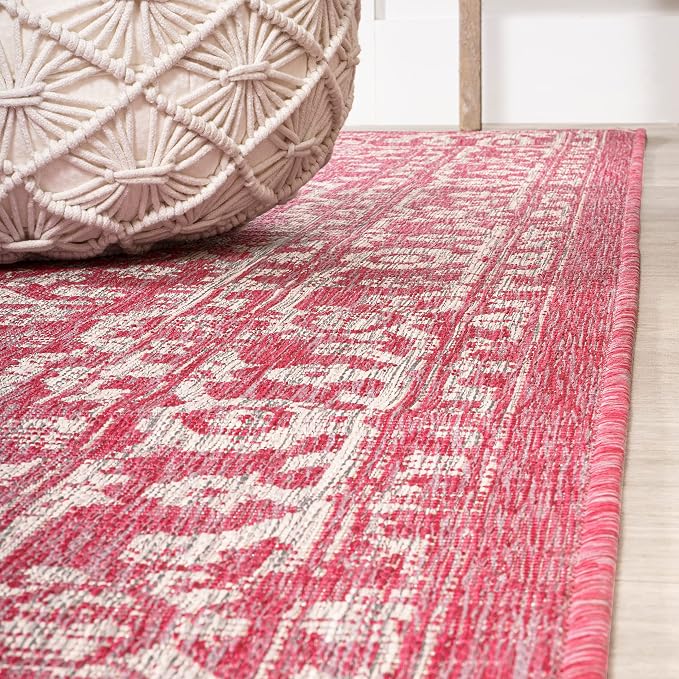 JONATHAN Y Boho Medallion Indoor Outdoor Runner Rug 2X8 Fuchsia/Light Gray - Image 6