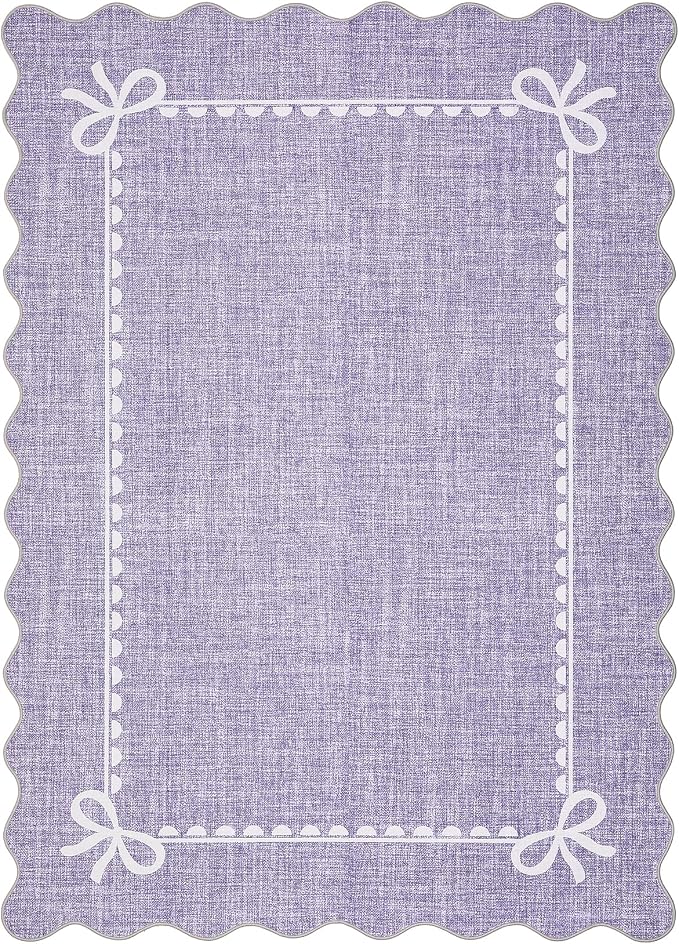 GarveeHome Scalloped Bow Rug for Living Room, Solid Purple Rug for Dorm - Image 4