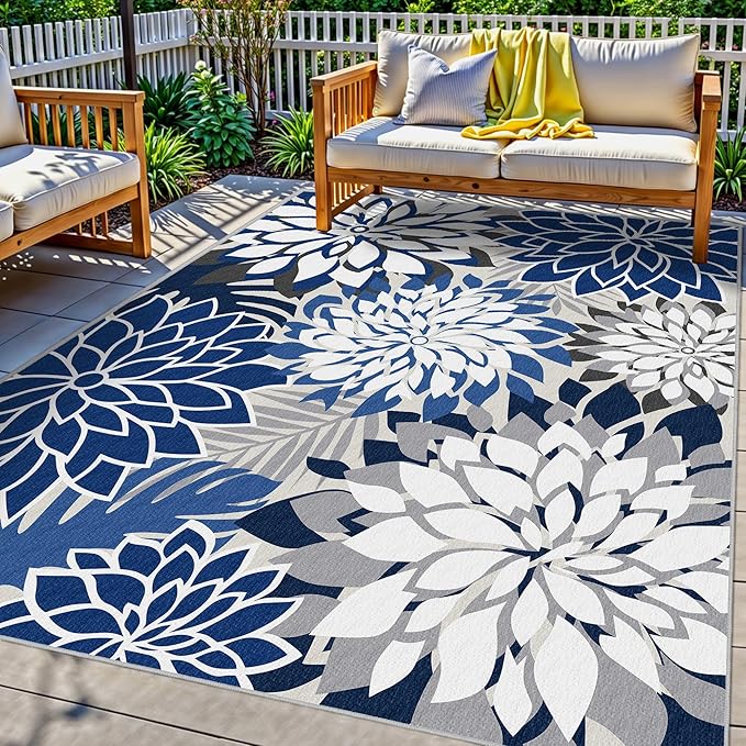 3x5 Washable Rug for Living Room Tropical Botanical Modern Floral Chenille Area by ArenaRug