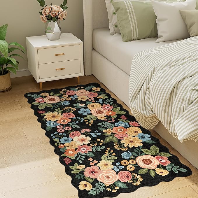 DUKINO 2x4 Washable Runner Rugs, Non Slip Floral Print Entryway Rug - Image 6