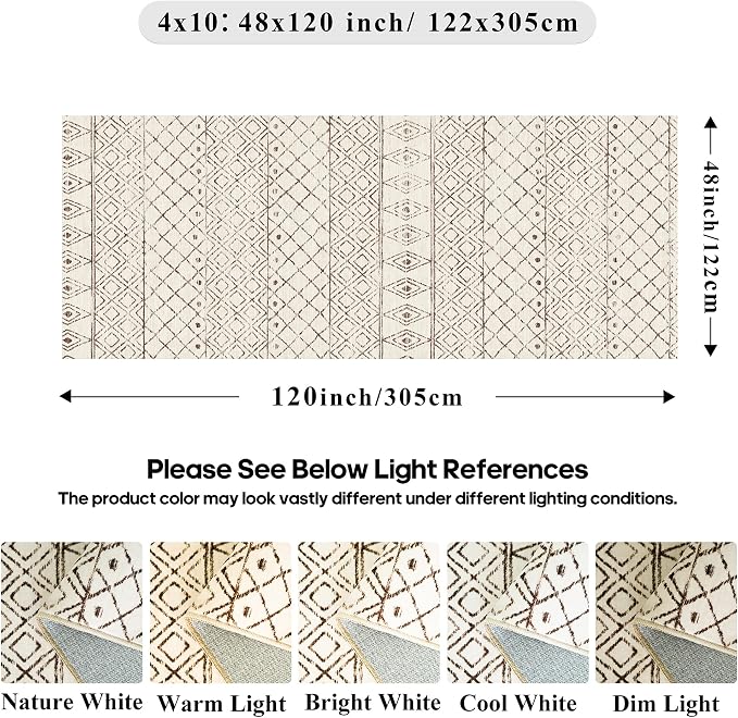Washable 4x10 Runner Rug Hallway: Non Slip Moroccan Rugs - Image 2