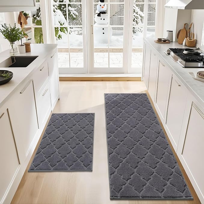 COSY HOMEER Soft Kitchen Rugs for in Front of Sink Super Absorbent Kitchen by COSYHOMEER