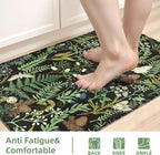 Black Green Botanical Kitchen Rugs Set of 2 Plant Leaf Anti-Fatigue Kitchen Mat - Image 5