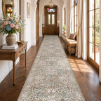 Vintage Moss Green 3x20 Extra Long Runner Rug by HazoHaus
