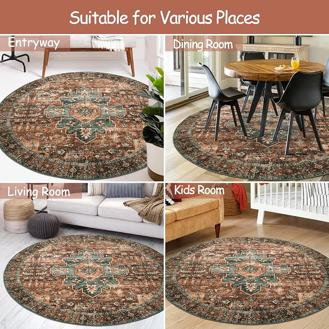 Moynesa Ultra-Thin Washable Round Rug - 6ft Large Dining Room Round Area Rug - Image 8
