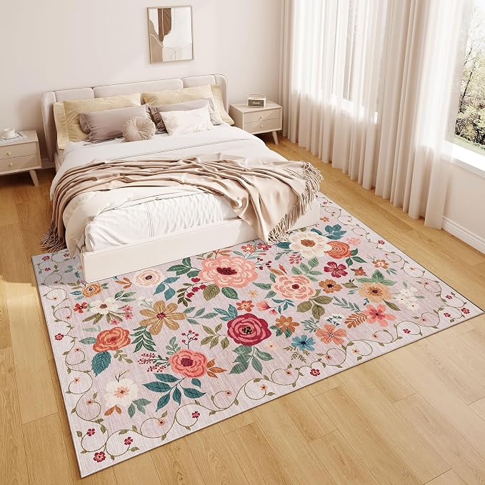 DUKINO 9x12 Area Rug, Floral Rugs - Image 7