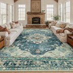 RELEANY Area Rugs Large 10'x14' Washable Non-Slip, Floral Vintage Distress - Image 2