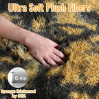 PAGISOFE 4x6 Black and Yellow Bedroom Rugs, Fluffy Modern Living Room Area Rug - Image 7