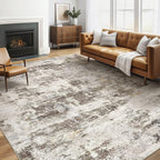 6x9 Area Rug Living Room: Washable Large Abstract Neutral Modern Soft Rugs by LOONGRUG