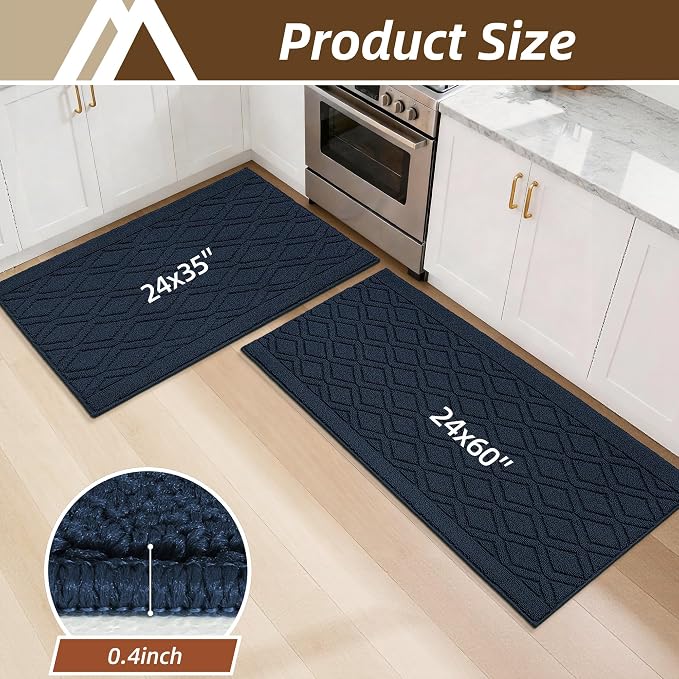 COSY HOMEER 60x24Inch/35X24Inch Kitchen Rugs Sets Non-Slip Washable Kitchen Mats - Image 9