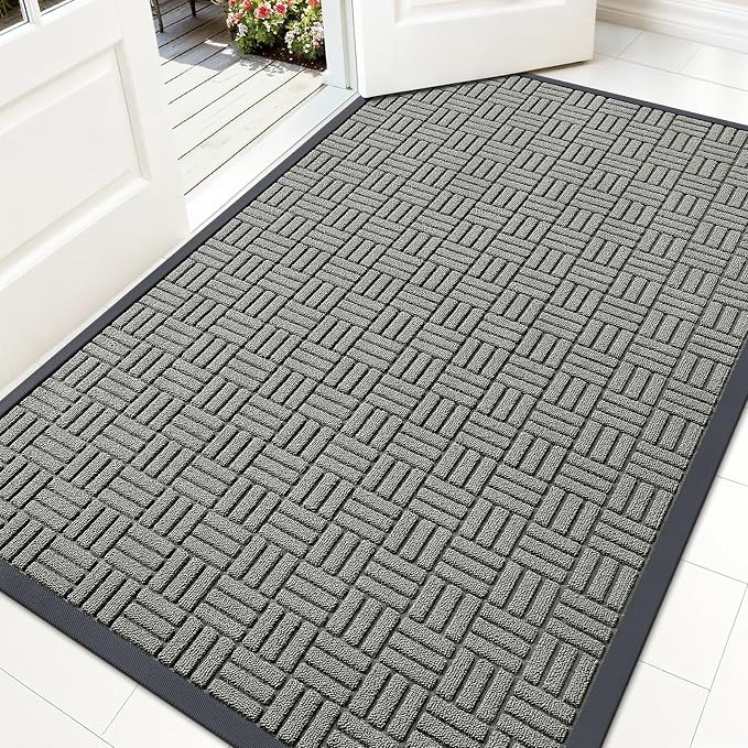 OLANLY Front Door Mat Outside Entrance 59x34, Heavy Duty Sturdy Natural Rubber by OLANLY