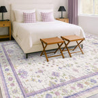 8x10 Large Lavender Rug for Bedroom, Floral Area Rug for Living Room, Dinning by HazoHaus