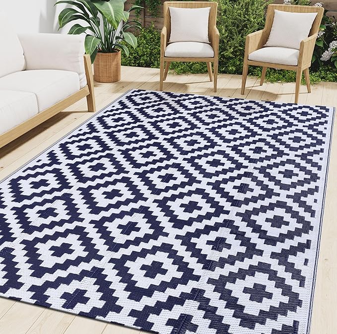 Smiry Waterproof Outdoor Rug 6x9 ft, Reversible Plastic Straw Patio Camping Rugs by Smiry
