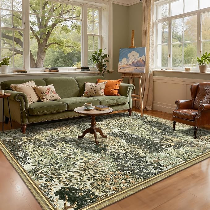GarveeHome Forest Rugs 5x7, Botanical Low Pile Non Slip Stain Resistance - Image 2