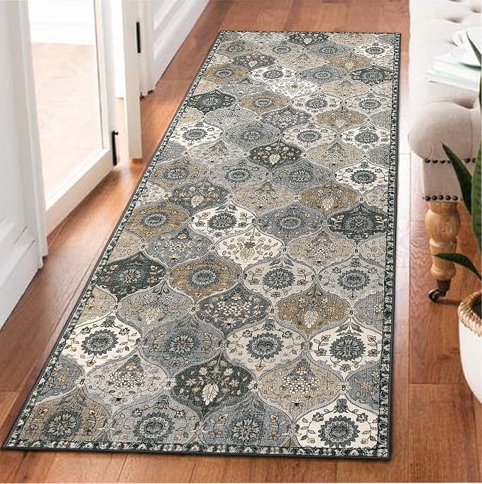 Lahome Moroccan Trellis Kitchen Runner Rug, 2x5 Washable Runners by Lahome