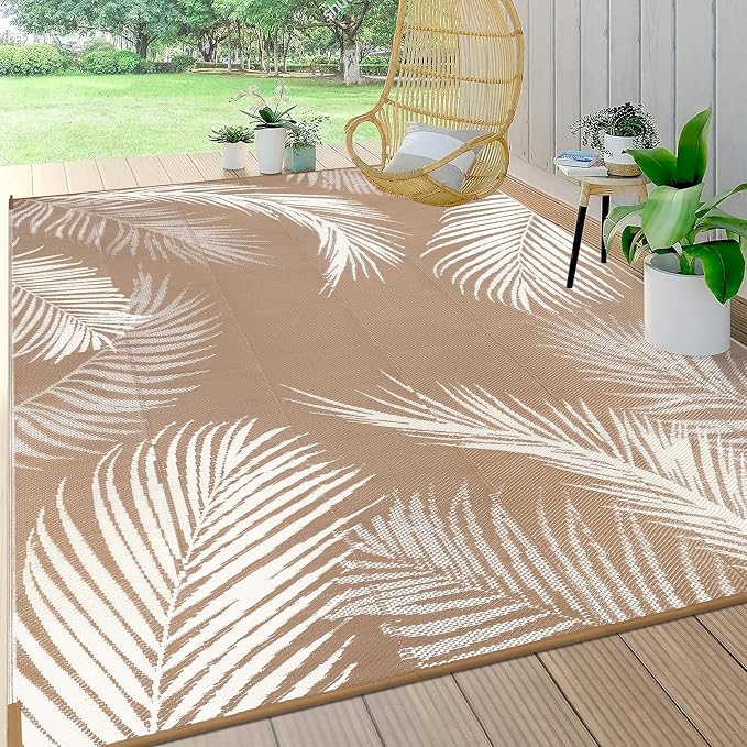 Pauwer Waterproof Outdoor Rug 8x10, Reversible Plastic Straw Patio Camping Rug by Pauwer