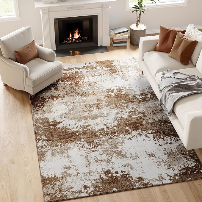 Brown Washable Rug 6x9 Area Rugs - Image 7
