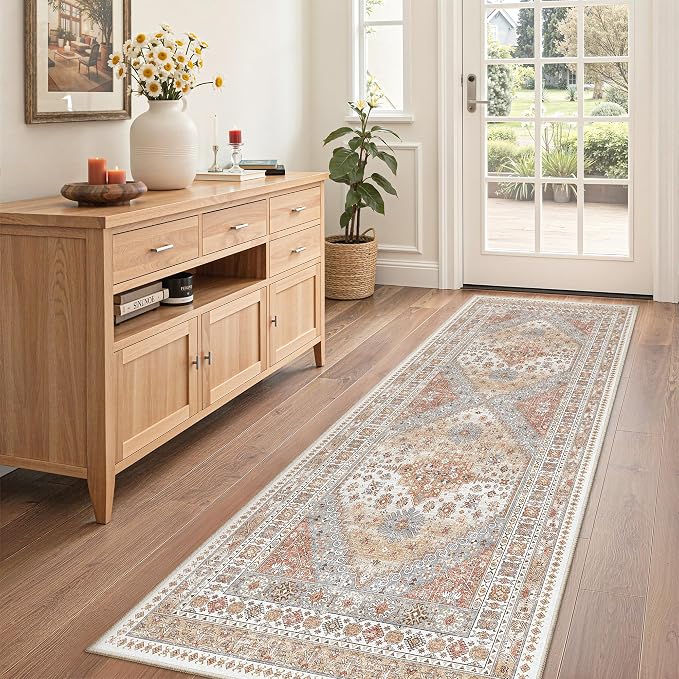 zesthome 2x6 Runner Rug for Hallways, Machine Washable Rug, Non Slip Vintage - Image 3