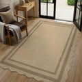 LIVEBOX Scalloped Easy Jute 4x6 Outdoor Rug, Washable Non Slip Geometric Area by LIVEBOX