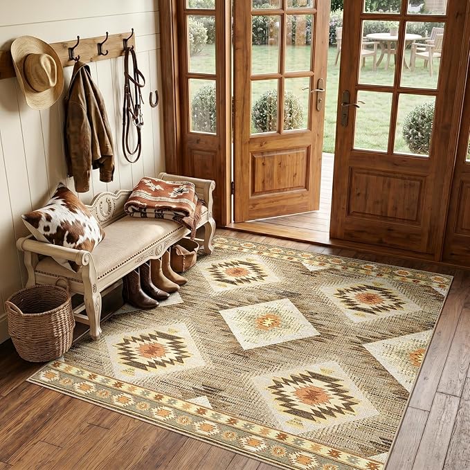 BESTSWEETIE Area Rug 8x8 Rug Machine Washable Non-Slip Low Pile Print Pattern - Image 6