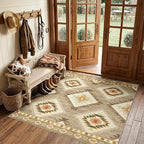 BESTSWEETIE Area Rug 8x8 Rug Machine Washable Non-Slip Low Pile Print Pattern - Image 6