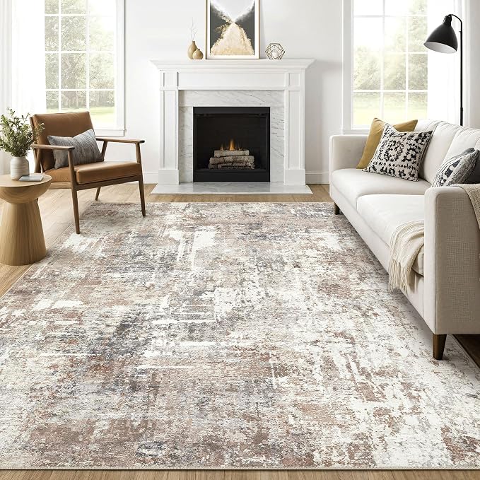 8x10 Area Rugs Living Room: Washable Large Abstract Modern Soft Rug Stain by LOONGRUG
