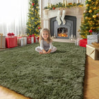 Amdrebio Olive Green Fluffy Area Rugs - Image 8
