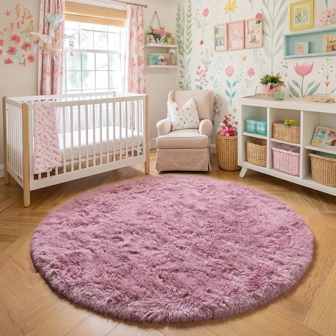 Amdrebio Blush Pink Round Circle Rug 4Ft - Image 6
