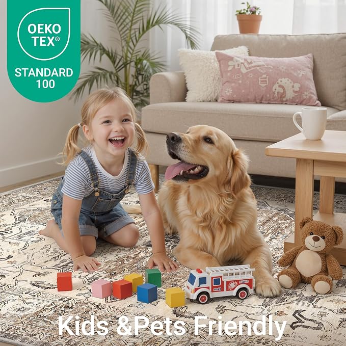 befbee 8x10 Area Rugs for Living Room, Stain Resistant Neutral Washable Rugs - Image 9