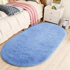 LOCHAS Bedroom Rug 2.6' x 5.3', Light Navy Fluffy Shaggy Area Rug by LOCHAS