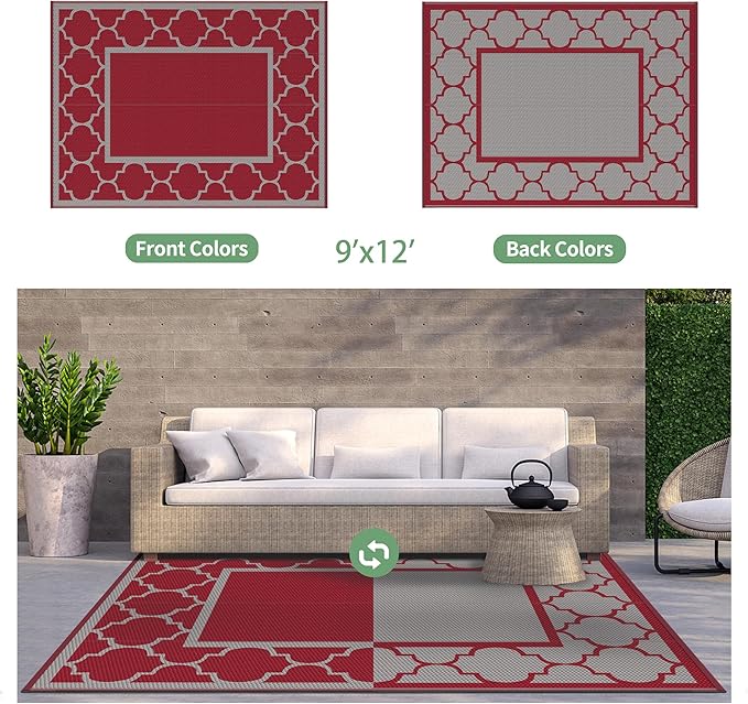 GENIMO 9' x 12' Outdoor Rug Waterproof - Image 5
