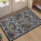 Entryway Rug 2X3 Small Rugs: Floral Washable Door Mat Vintage Soft Low Pile by PLHXFRSoftAreaRugs